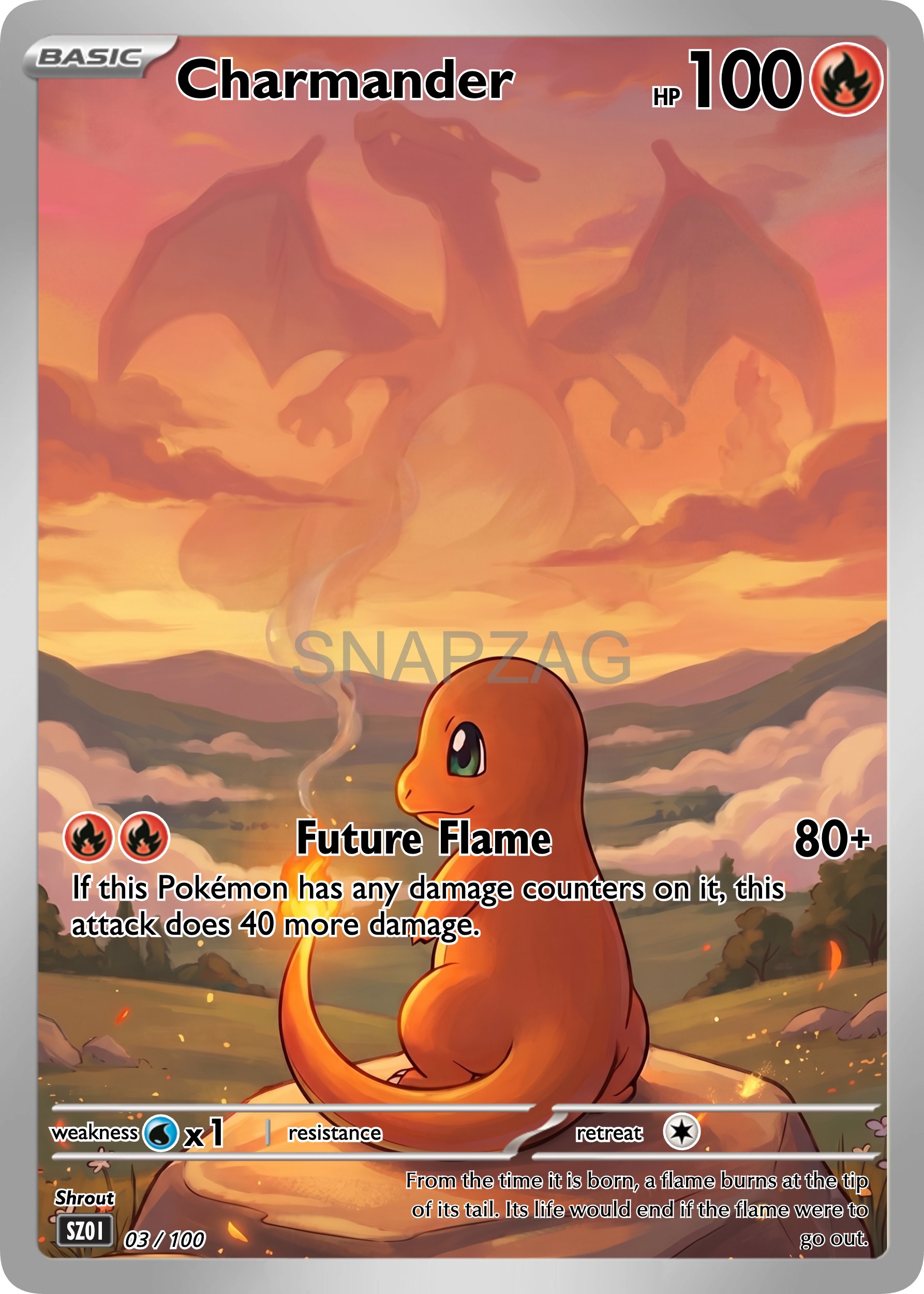 Custom Charmander “Future Flame" Custom Illustration Rare 03/100 SnapZag Fan Art