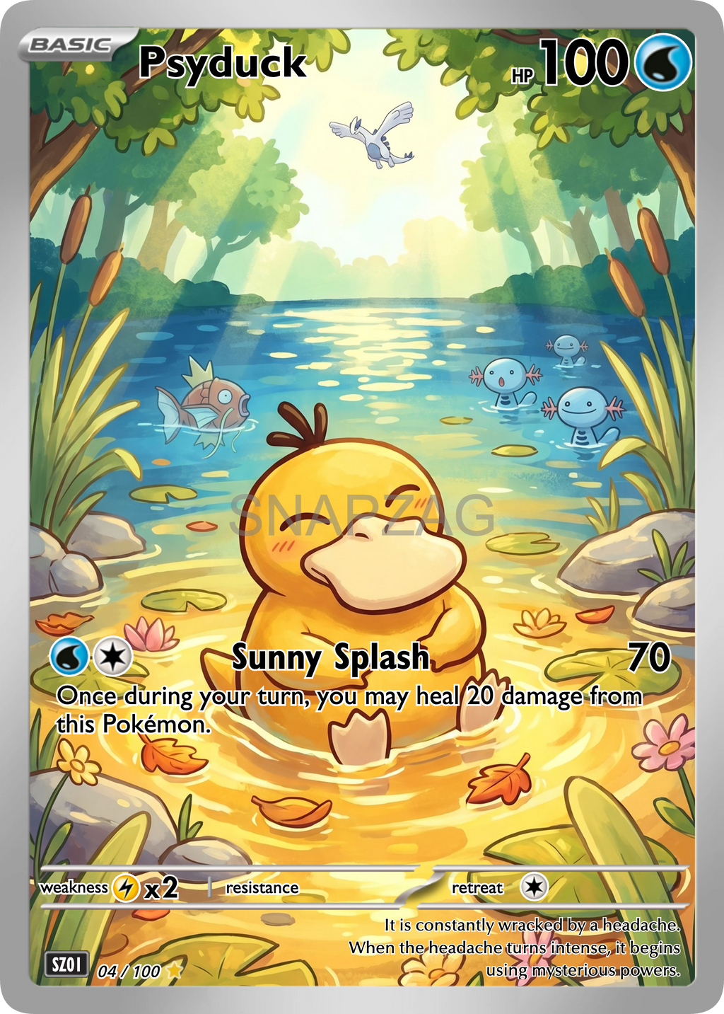 Custom Psyduck "Sunny Splash" Custom Illustration Rare 04/100 SnapZag Fan Art