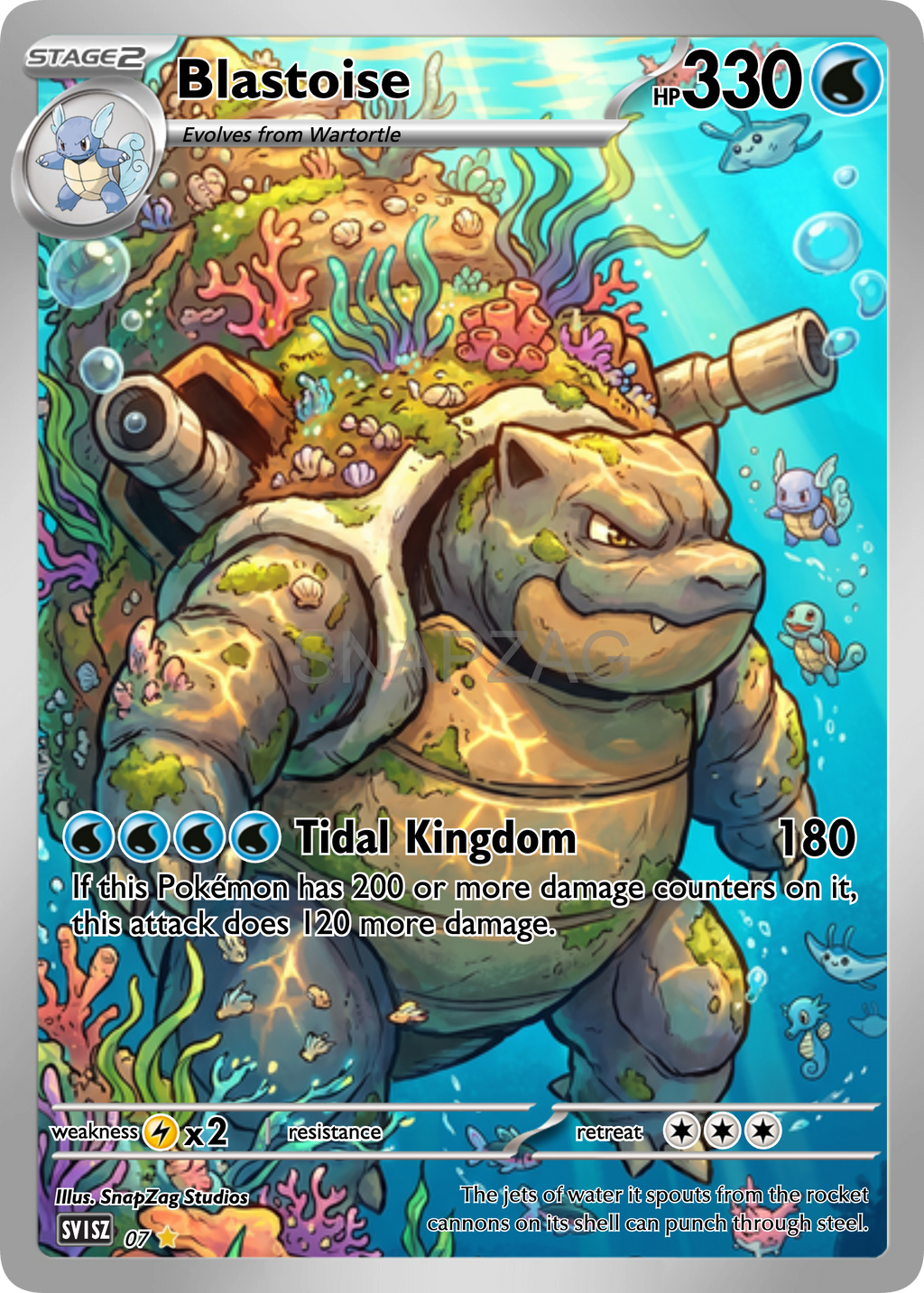 Custom Blastoise "Tidal Kingdom" Custom Illustration Rare 07/100 SnapZag Fan Art