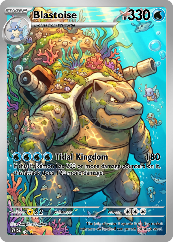 Custom Blastoise "Tidal Kingdom" Custom Illustration Rare 07/100 SnapZag Fan Art