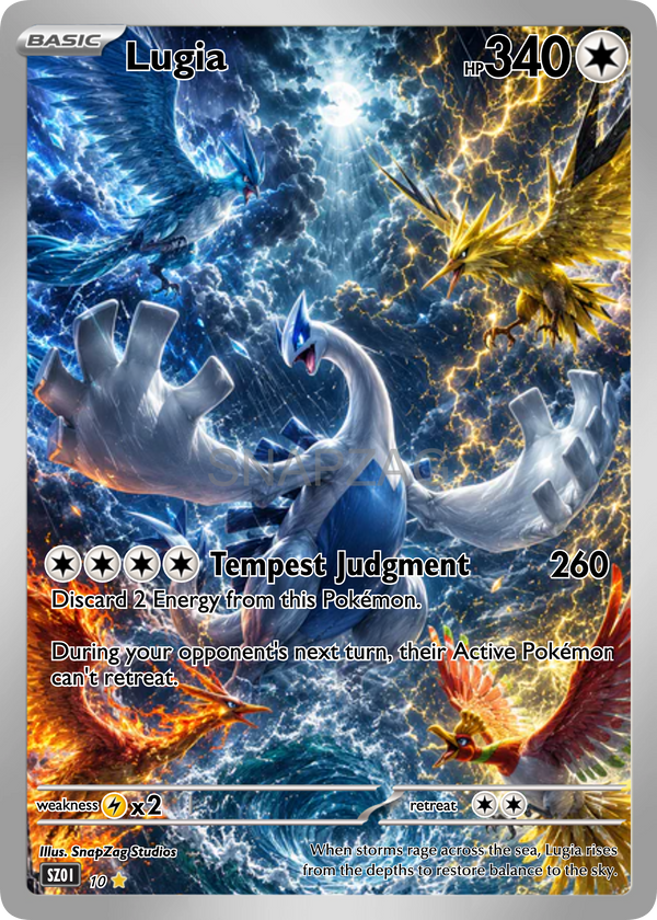 Custom Lugia "Tempest Judgement" Custom Illustration Rare 10/100 SnapZag Fan Art