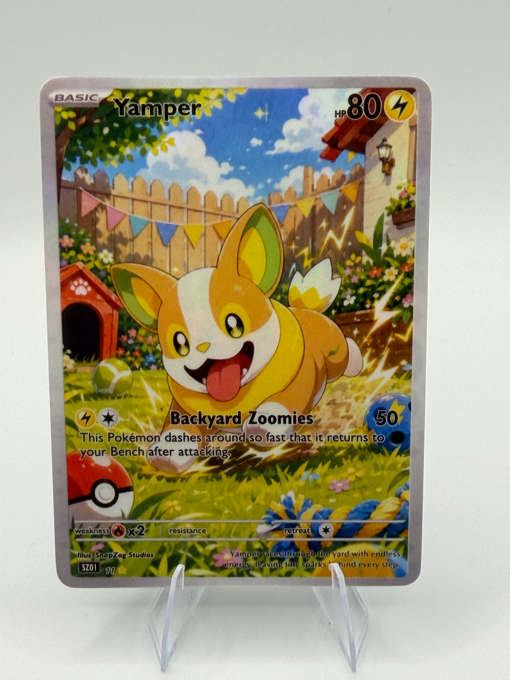 Custom Yamper "Backyard Zoomies" Custom Illustration Rare 11/100 SnapZag Fan Art