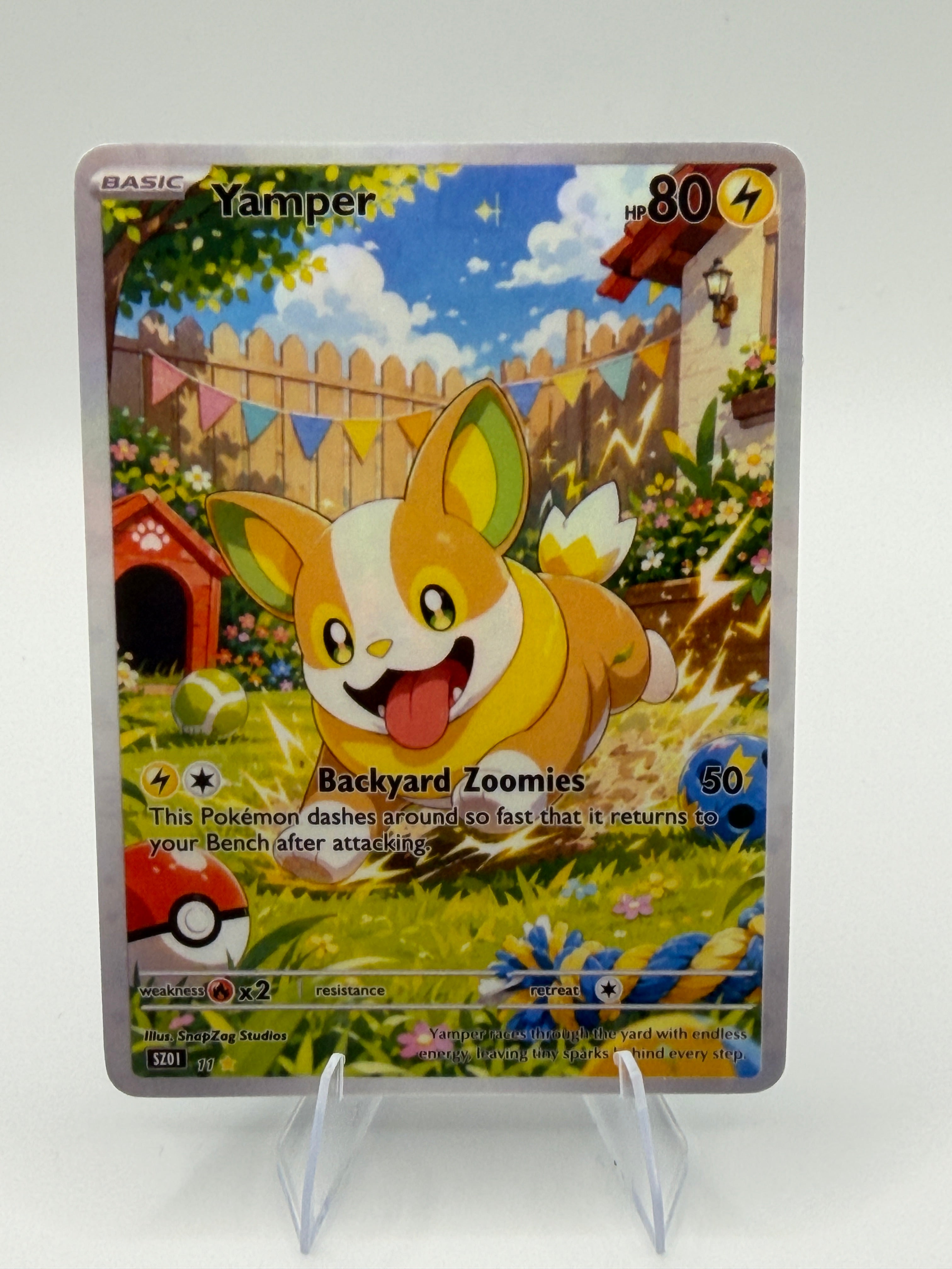 Custom Yamper "Backyard Zoomies" Custom Illustration Rare 11/100 SnapZag Fan Art