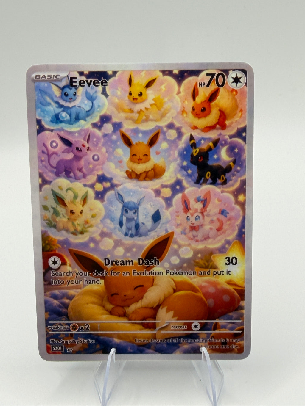 Custom Eevee "Dream Dash" Custom Illustration Rare 12/100 SnapZag Fan Art