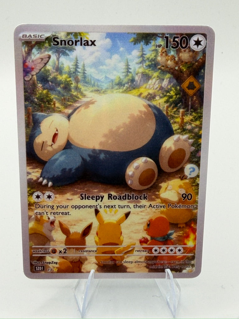 Snorlax “Sleepy Roadblock” Custom Holographic Illustration Rare 13/100 SnapZag Fan Art